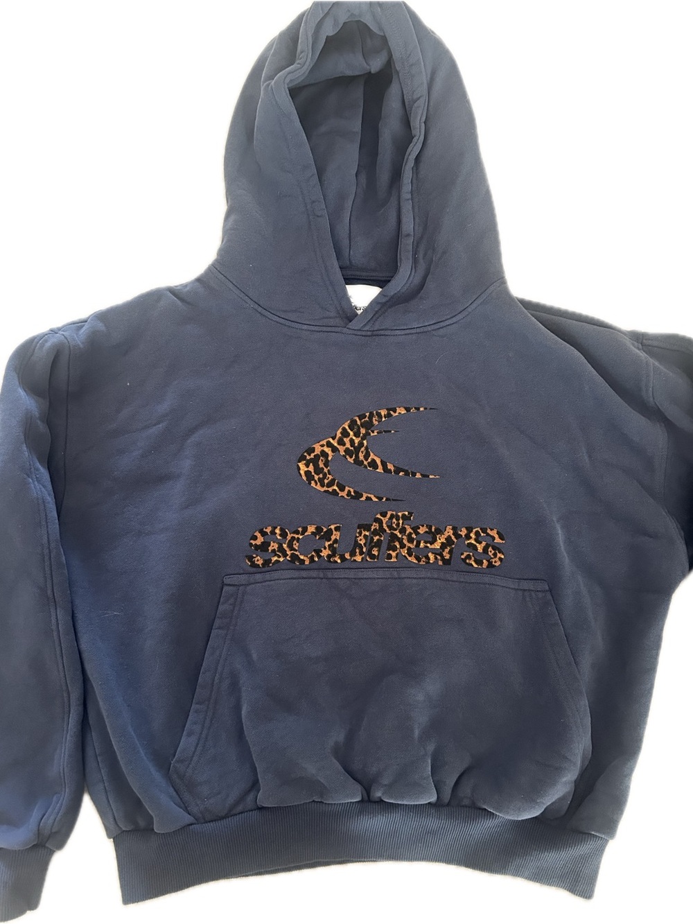 Navy Women's Hoodie with Leopard Logo Accent